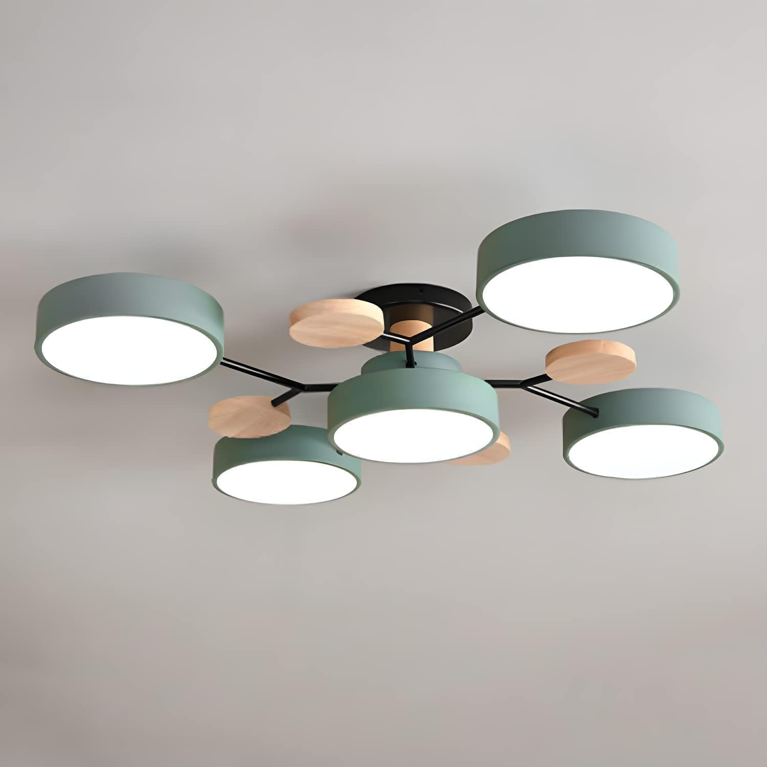 Contemporary Multi-Head Round Iron LED Semi-Flush Chandelier