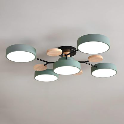 Contemporary Multi-Head Round Iron LED Semi-Flush Chandelier