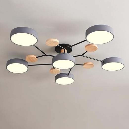 Contemporary Multi-Head Round Iron LED Semi-Flush Chandelier