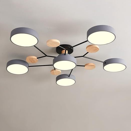 Contemporary Multi-Head Round Iron LED Semi-Flush Chandelier