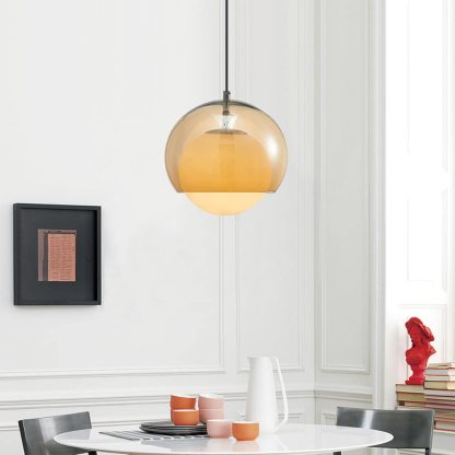 Medieval Retro Orange Bauhaus Decoration Glass Pendant Light -Homdiy