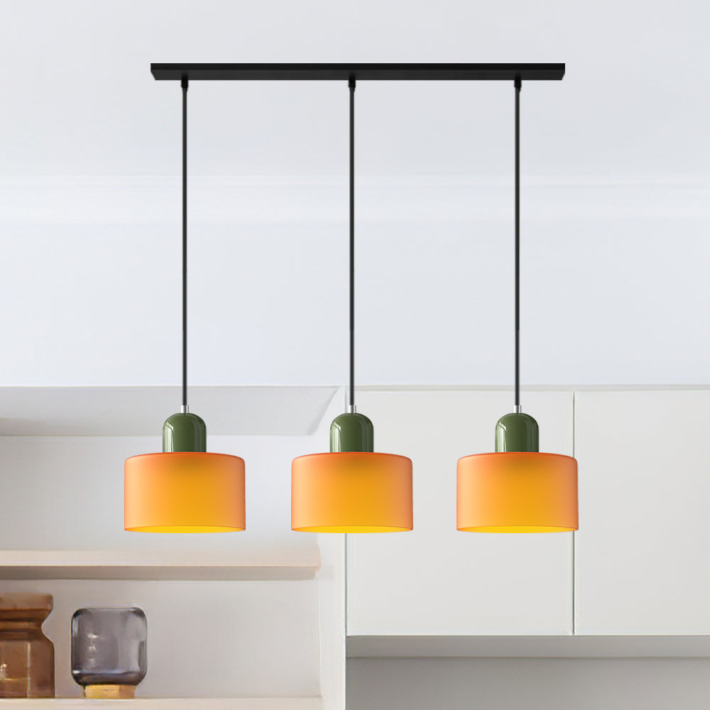Contemporary 3-Heads Glass Pendant Light For Kitchen