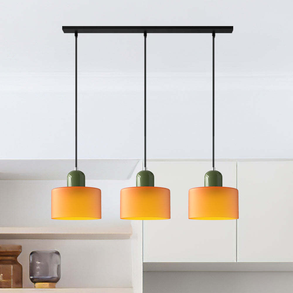 Contemporary 3-Heads Glass Pendant Light For Kitchen