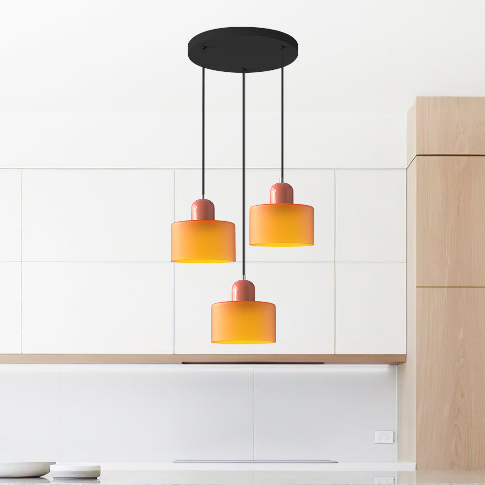 Contemporary 3-Heads Glass Pendant Light For Kitchen