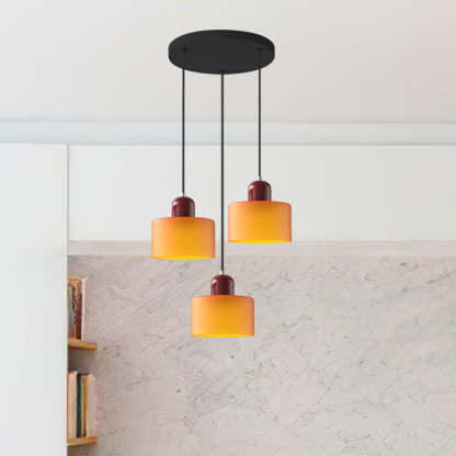 Contemporary 3-Heads Glass Pendant Light For Kitchen