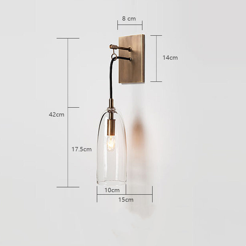 Designer Copper Transparent Glass Wall Lamp for Bedroom -Homdiy