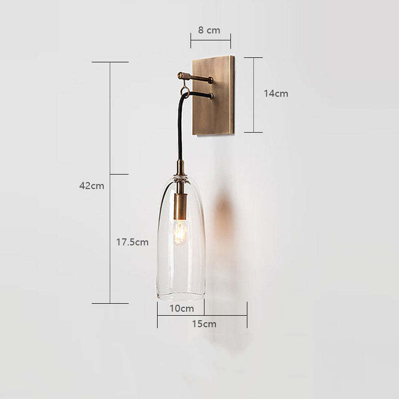Designer Copper Transparent Glass Wall Lamp for Bedroom -Homdiy