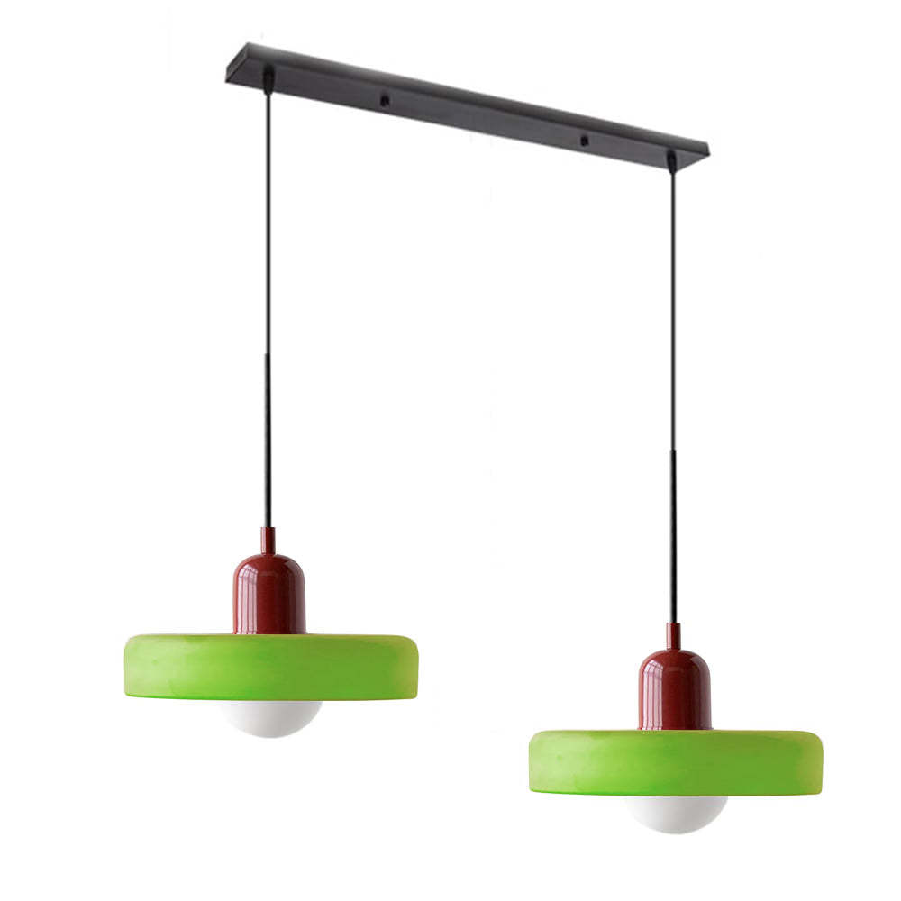 2 Lights Modern Coloured Glass Pendant Light