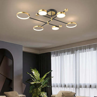 Circular Gold And Black LED Living Room Ceiling Light