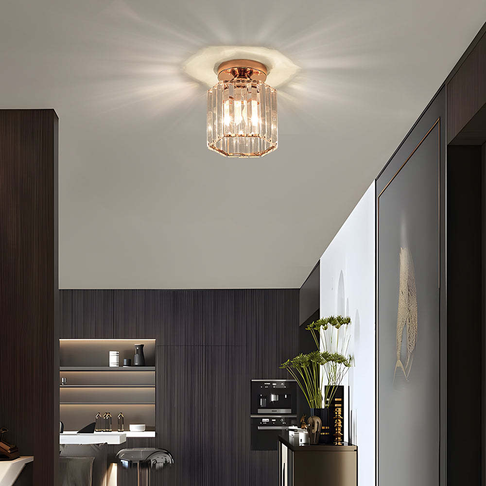 Luxurious Crystal Semi Flush Ceiling Light For Hallway