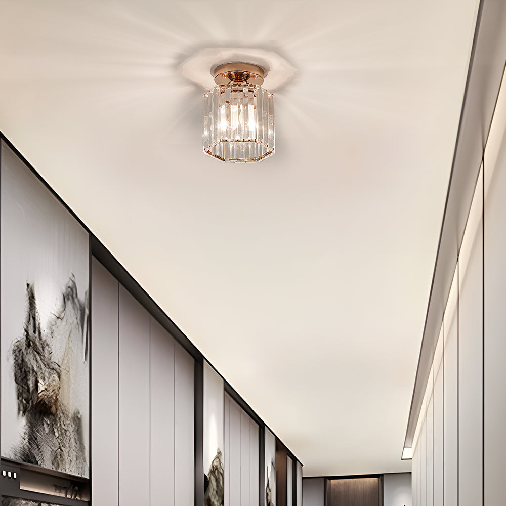 Luxurious Crystal Semi Flush Ceiling Light For Hallway