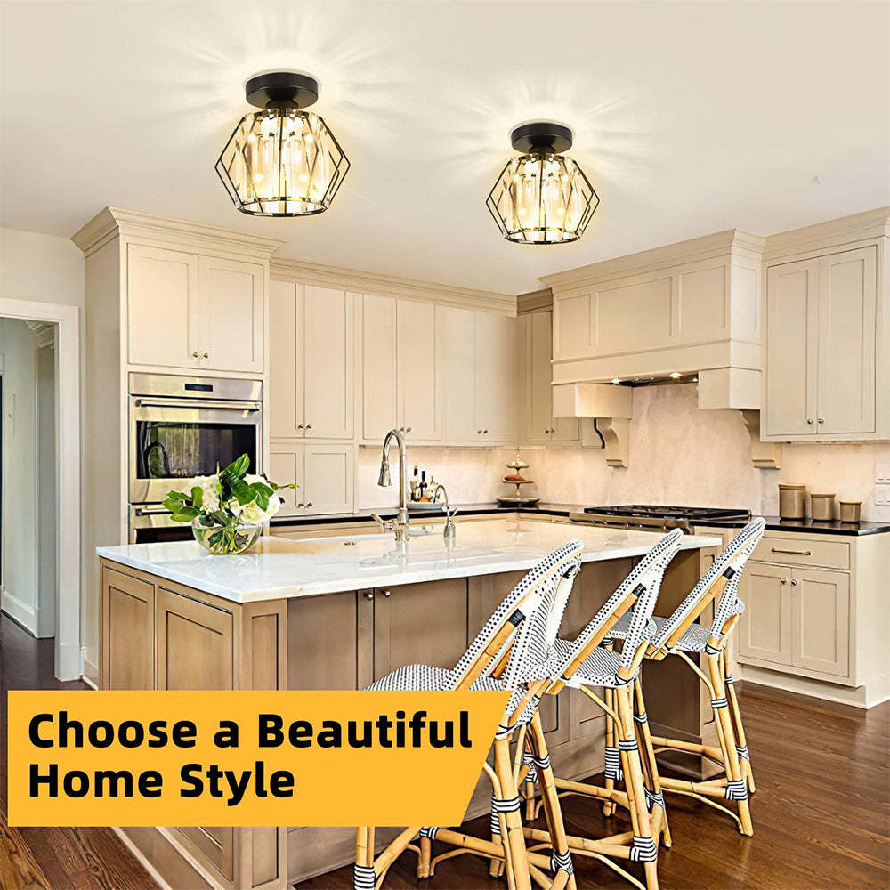 Geometric Iron Black Kitchen Lighting Ceiling
