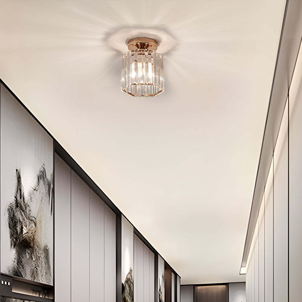 Luxurious Crystal Semi Flush Ceiling Light For Hallway