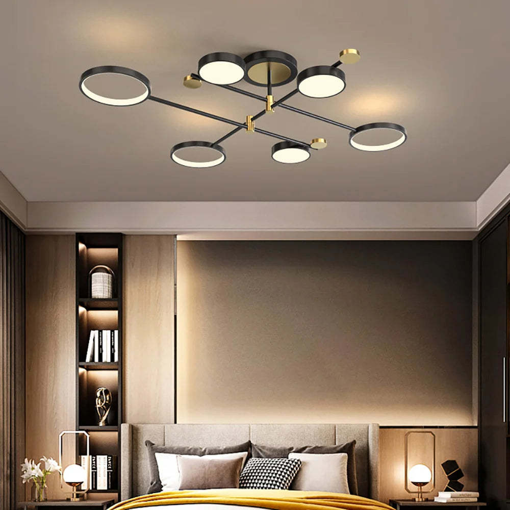 Circular Gold And Black LED Living Room Ceiling Light