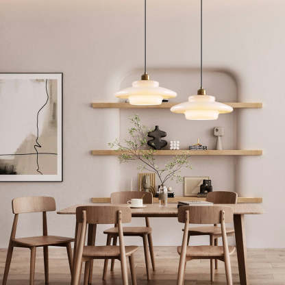 Mid Century Milk White Glass Pendant Hanging Light