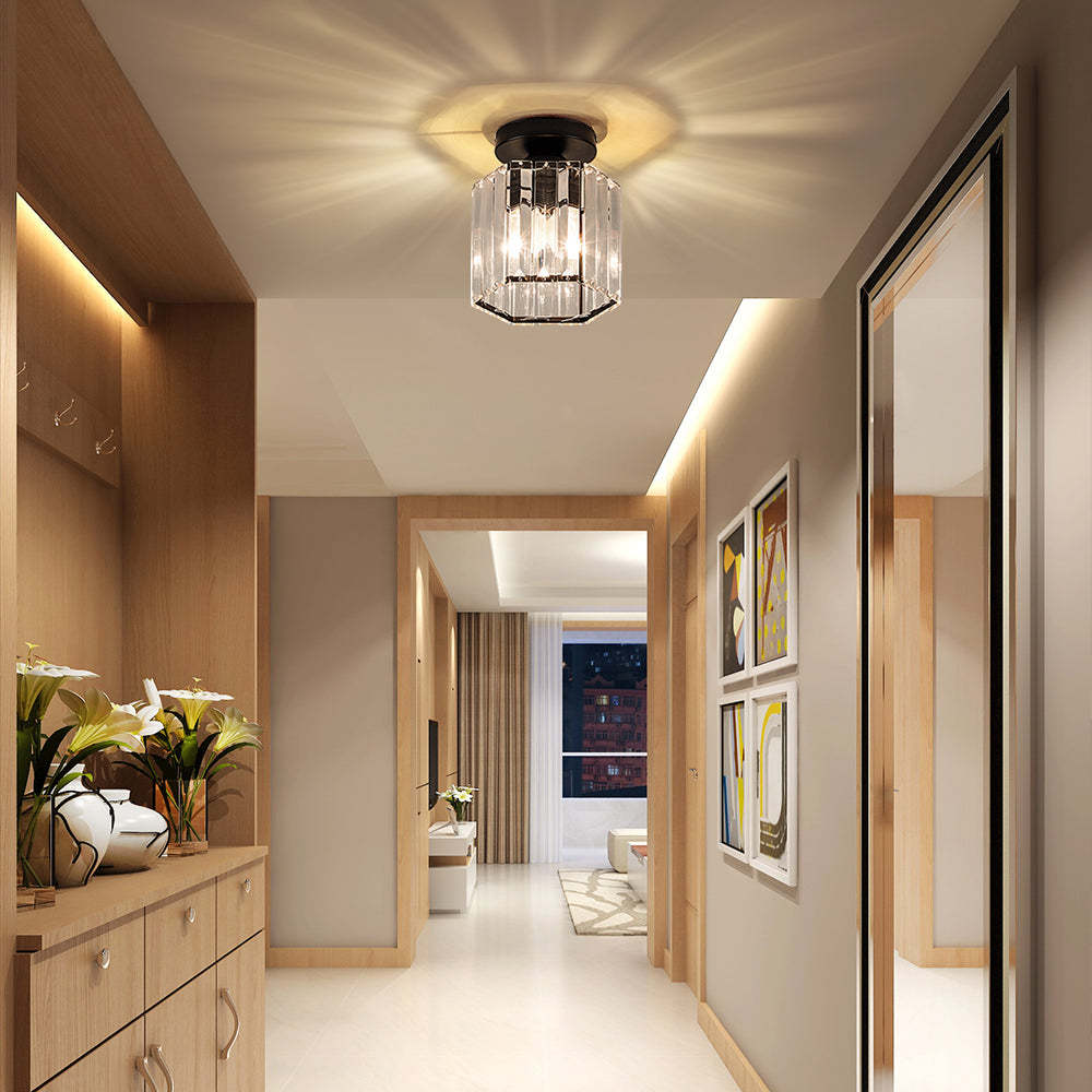 Luxurious Crystal Semi Flush Ceiling Light For Hallway