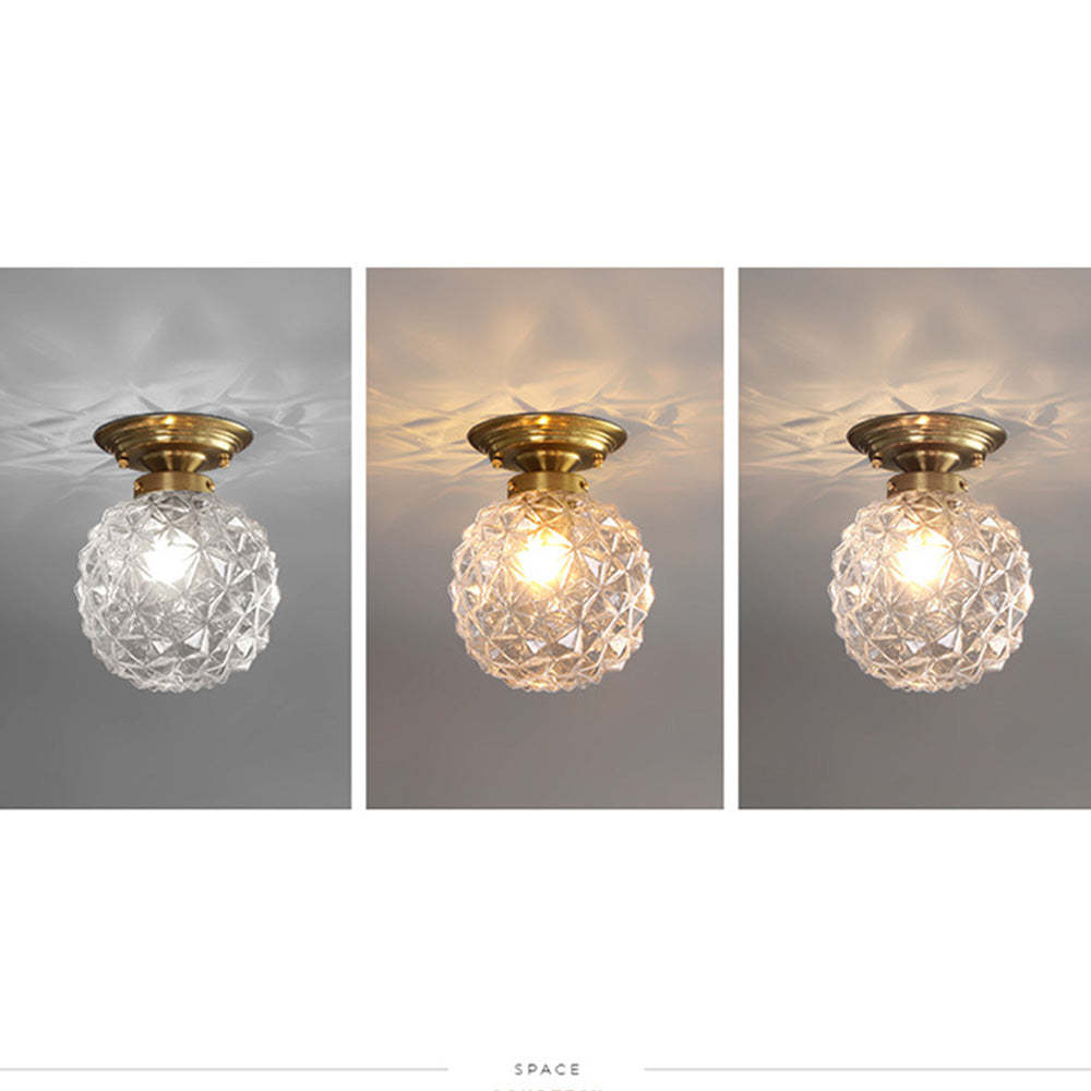 Contemporary Clear Glass Hallway Semi-Flush Ceiling Light