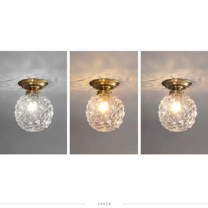 Contemporary Clear Glass Hallway Semi-Flush Ceiling Light