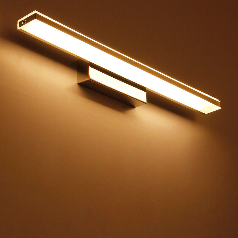 Contemporary Silver Simple Metal Mirror Bathroom Wall Light