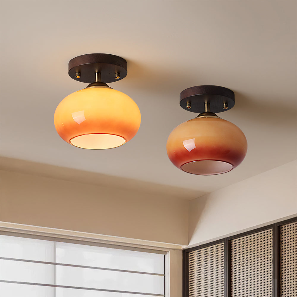 Vintage Orange Round Ceiling Bedroom Lighting