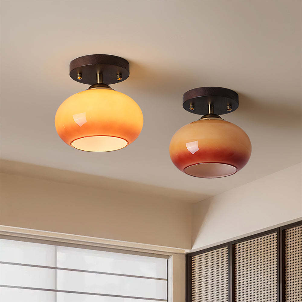 Vintage Orange Round Ceiling Bedroom Lighting