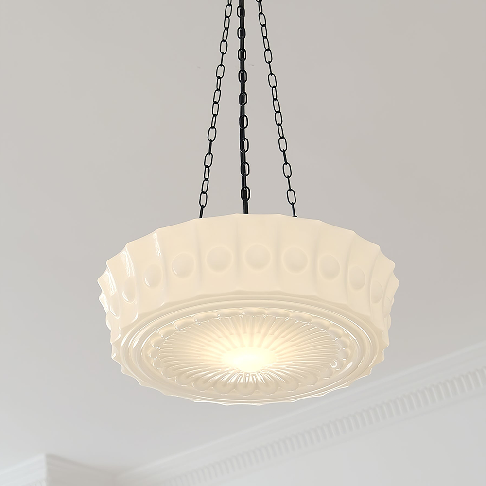 White Vintage Round Pendant Light -Homdiy