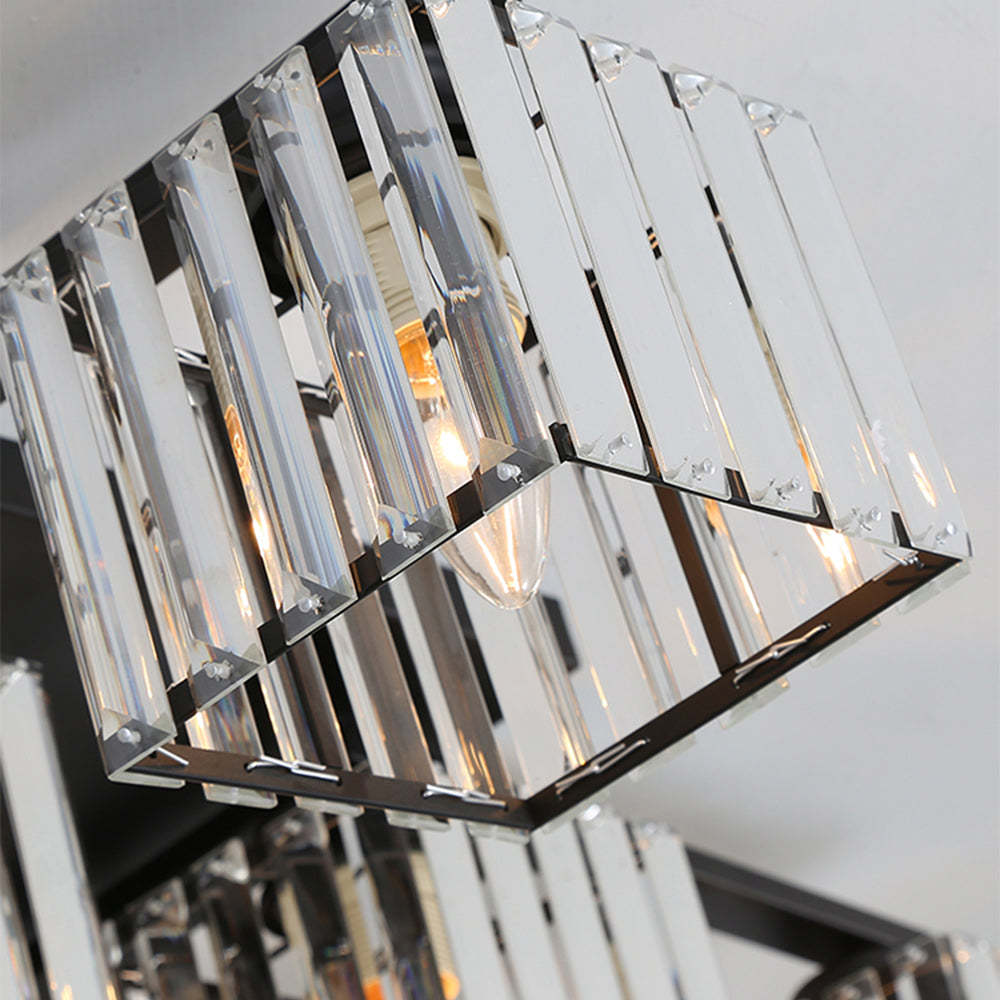 Four Bulbs Cube Crystal Bedroom Ceiling Light