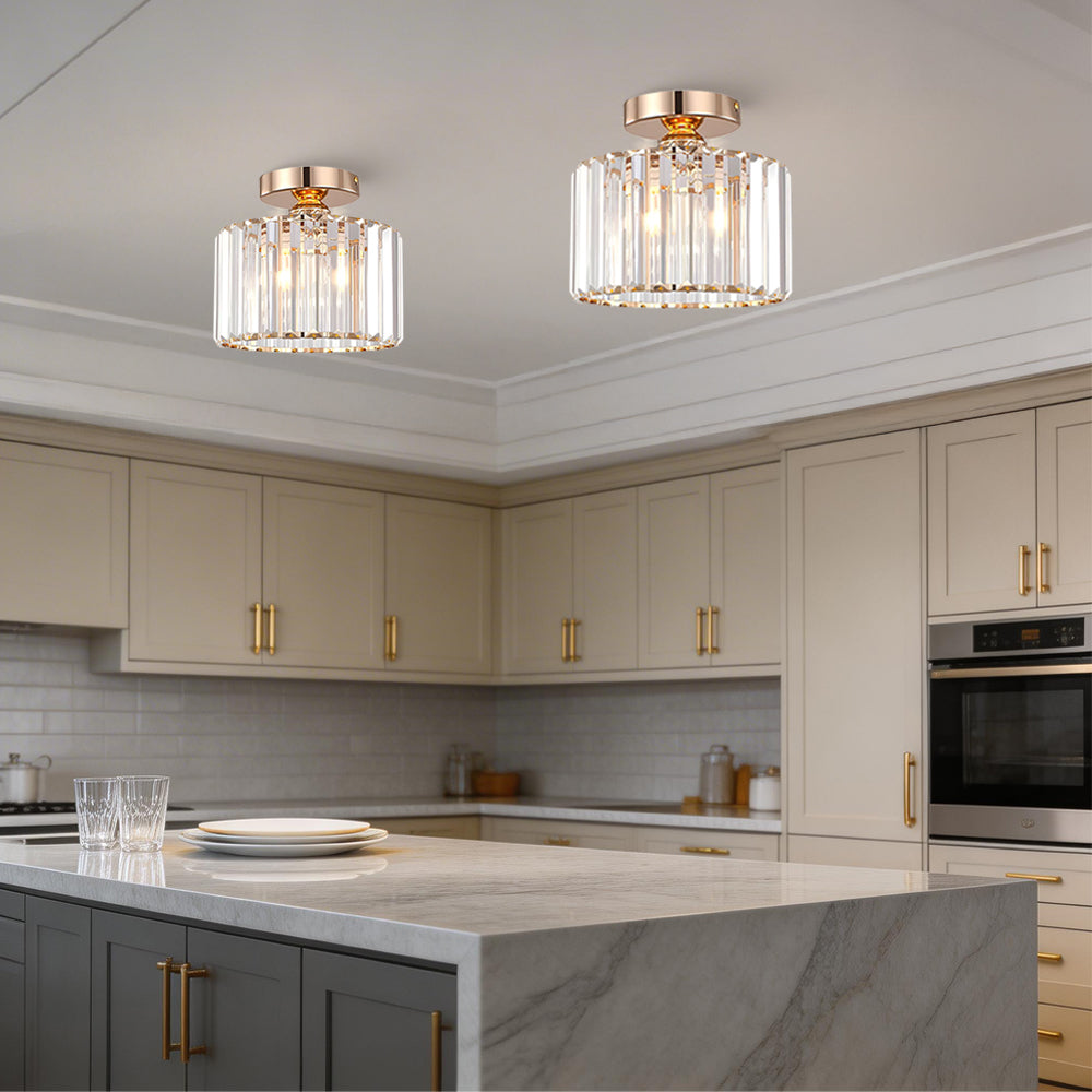 Modern Crystal Prism Drum Hallway Ceiling Light