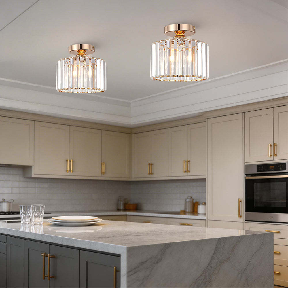 Modern Crystal Prism Drum Hallway Ceiling Light