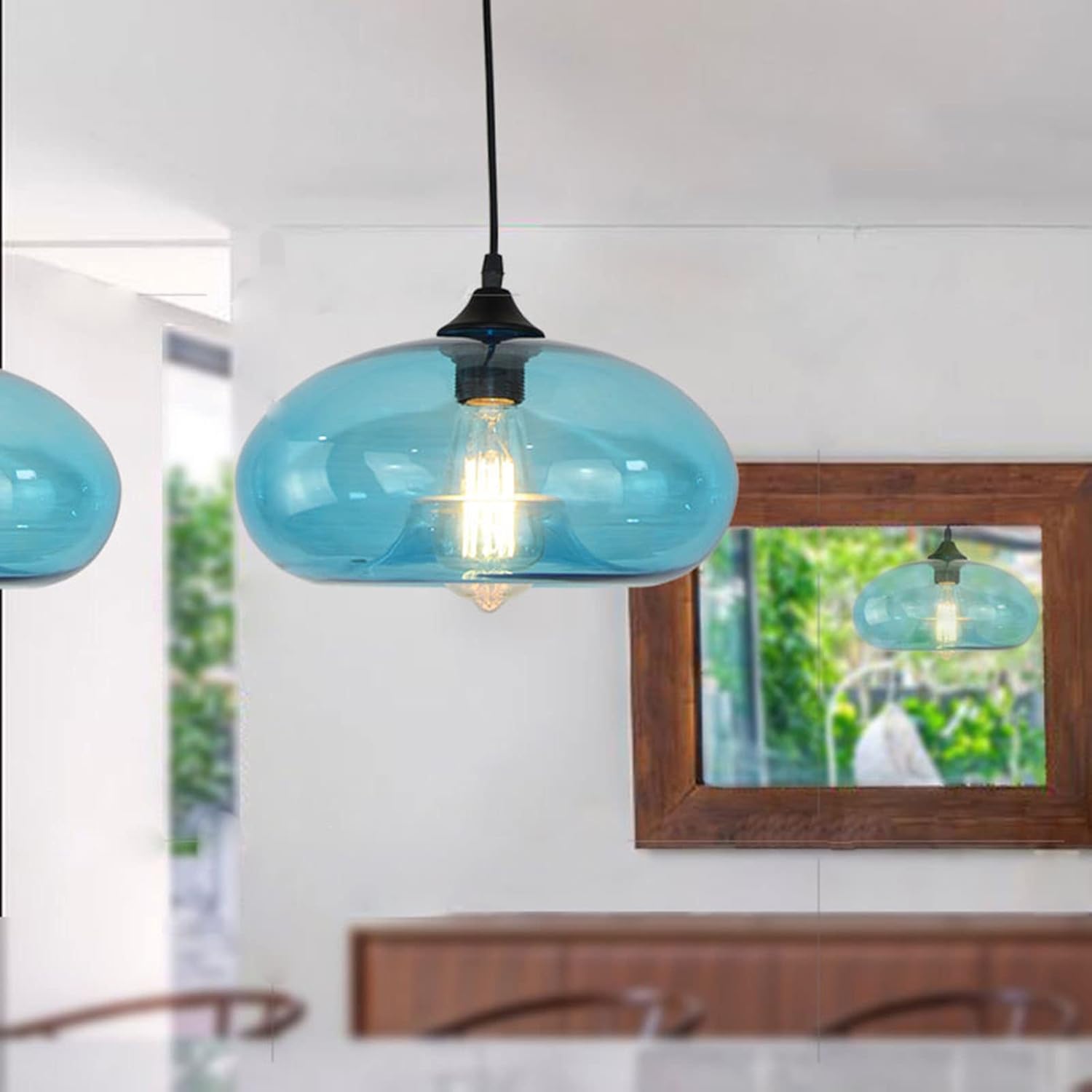 Homdiy Pendant Light Vintage Glass Dining Room Kitchen Pendant Lights