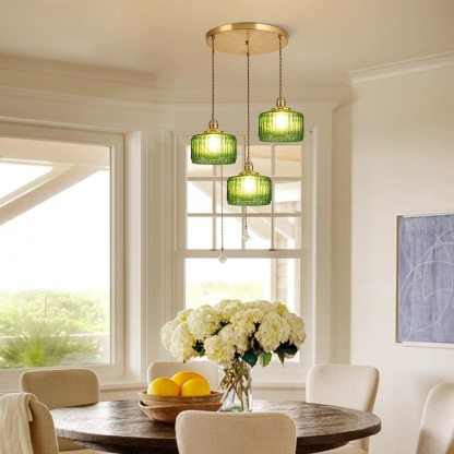 Retro Short Cylinder Wavy Glass Pendant Light -Homdiy