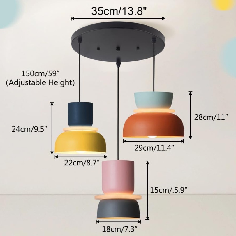 Modern Macaron Triple Pendant Light For Kitchen Island