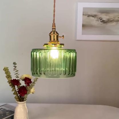 Retro Style Industrial Green Glass Pendant Lamp