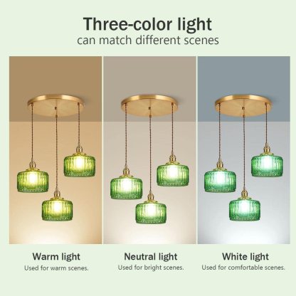 Retro Short Cylinder Wavy Glass Pendant Light -Homdiy