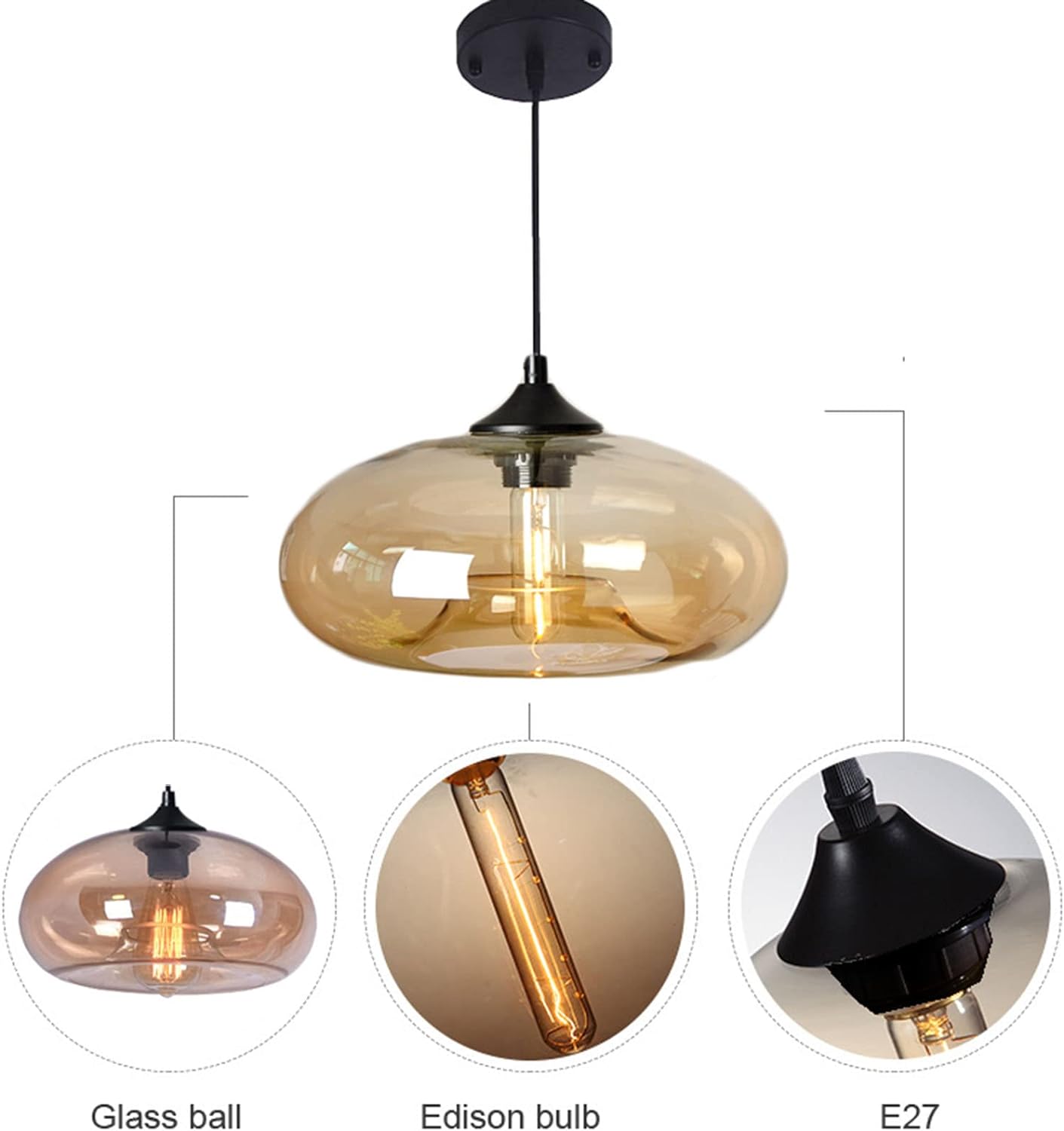 Vintage Glass Dining Room Kitchen Pendant Lights