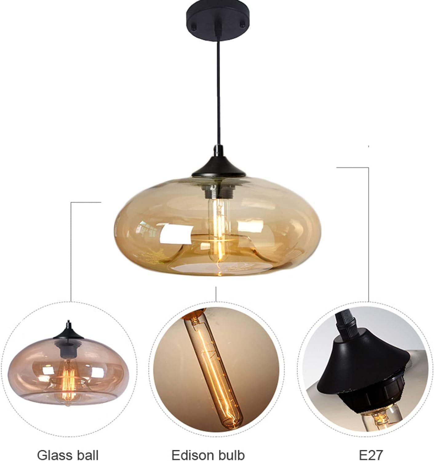 Vintage Glass Dining Room Kitchen Pendant Lights