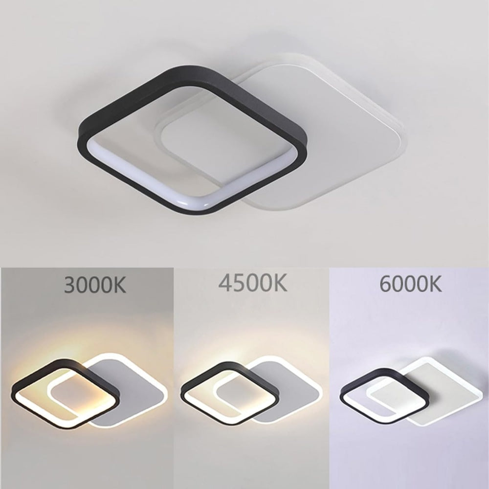 Contemporary Geometric Iron Black Flush LED Ceiling Lights For Bedroom