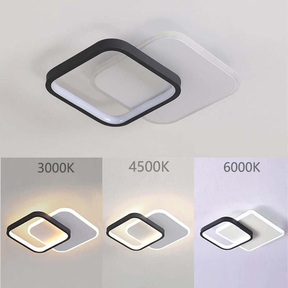 Contemporary Geometric Iron Black Flush LED Ceiling Lights For Bedroom