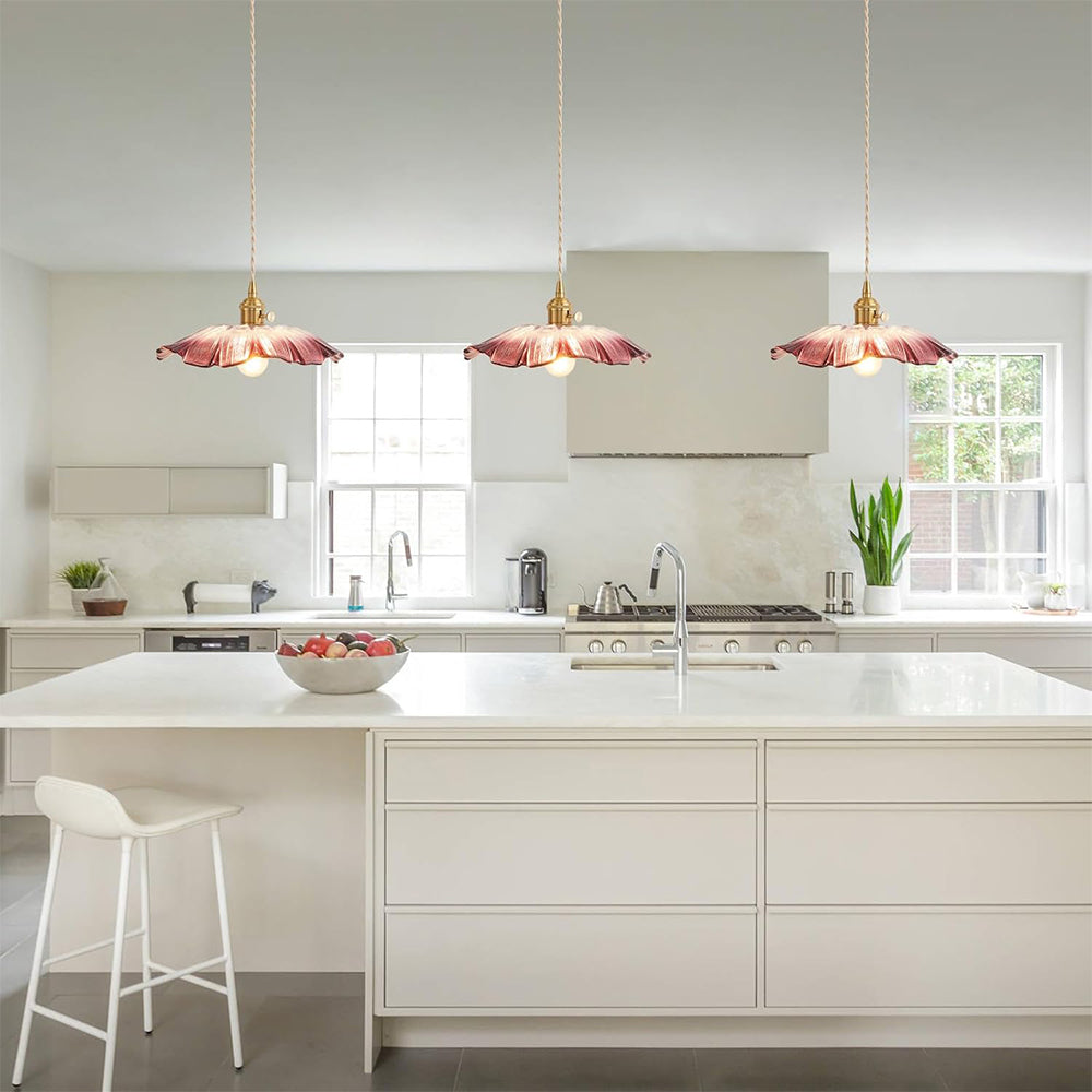 Vintage Flower Shape Glass Pendant Light For Dining Room