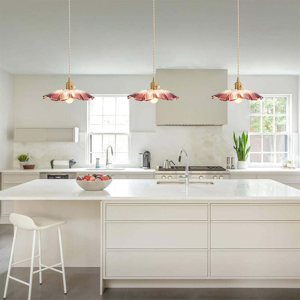 Vintage Flower Shape Glass Pendant Light For Dining Room