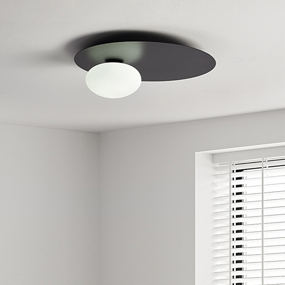 Simple Metal Round Glass Ceiling Light -Homdiy