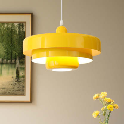 Medieval Danish Retro Yellow Bauhaus Ceiling Pendant Light
