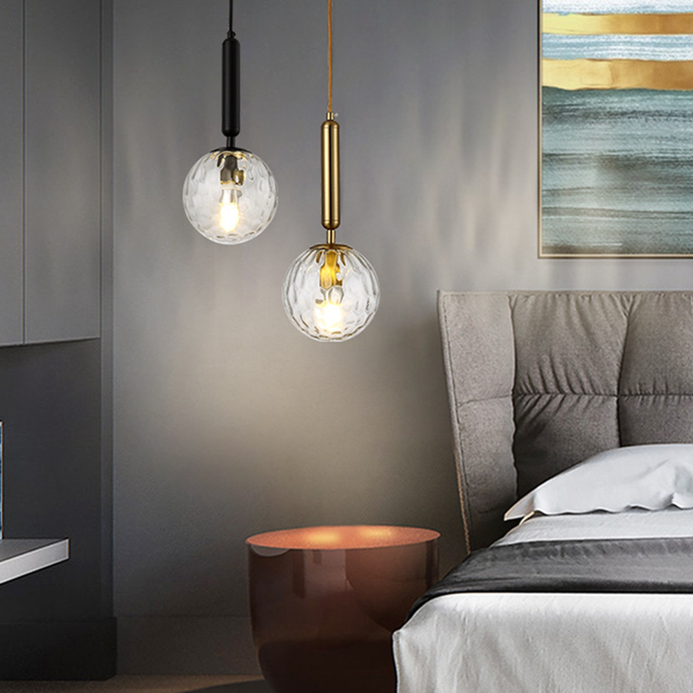  Simple Glass Bedside Pendant Light