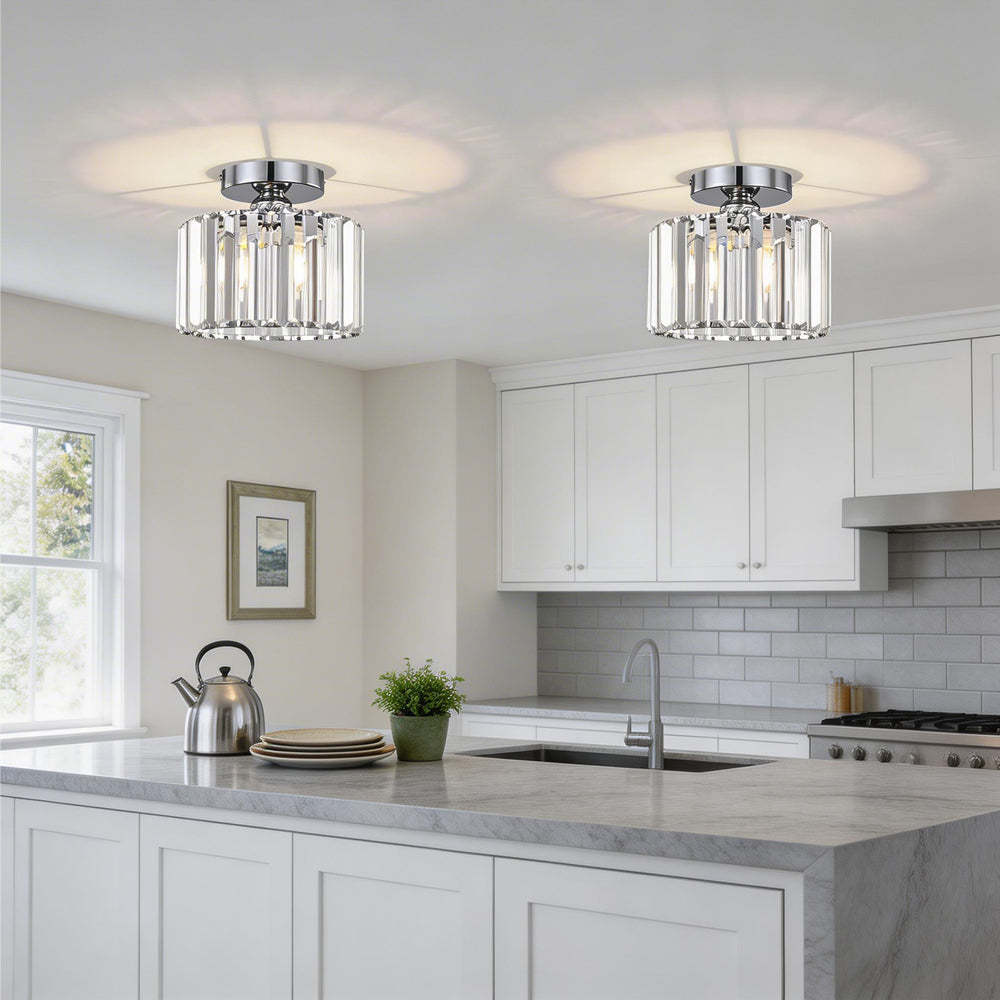 Modern Crystal Prism Drum Hallway Ceiling Light