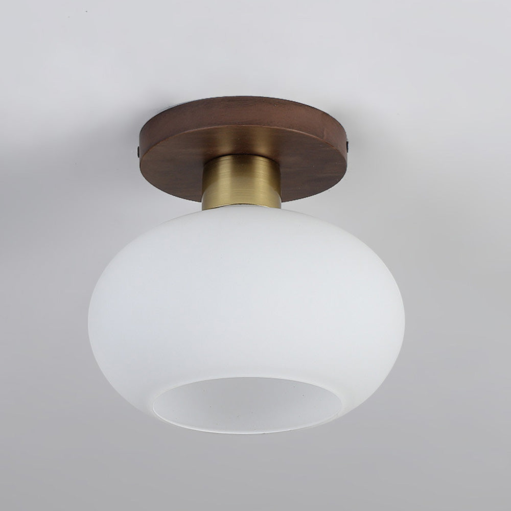 Nordic Walnut Minimalist Hallway Semi-Flush Ceiling Light