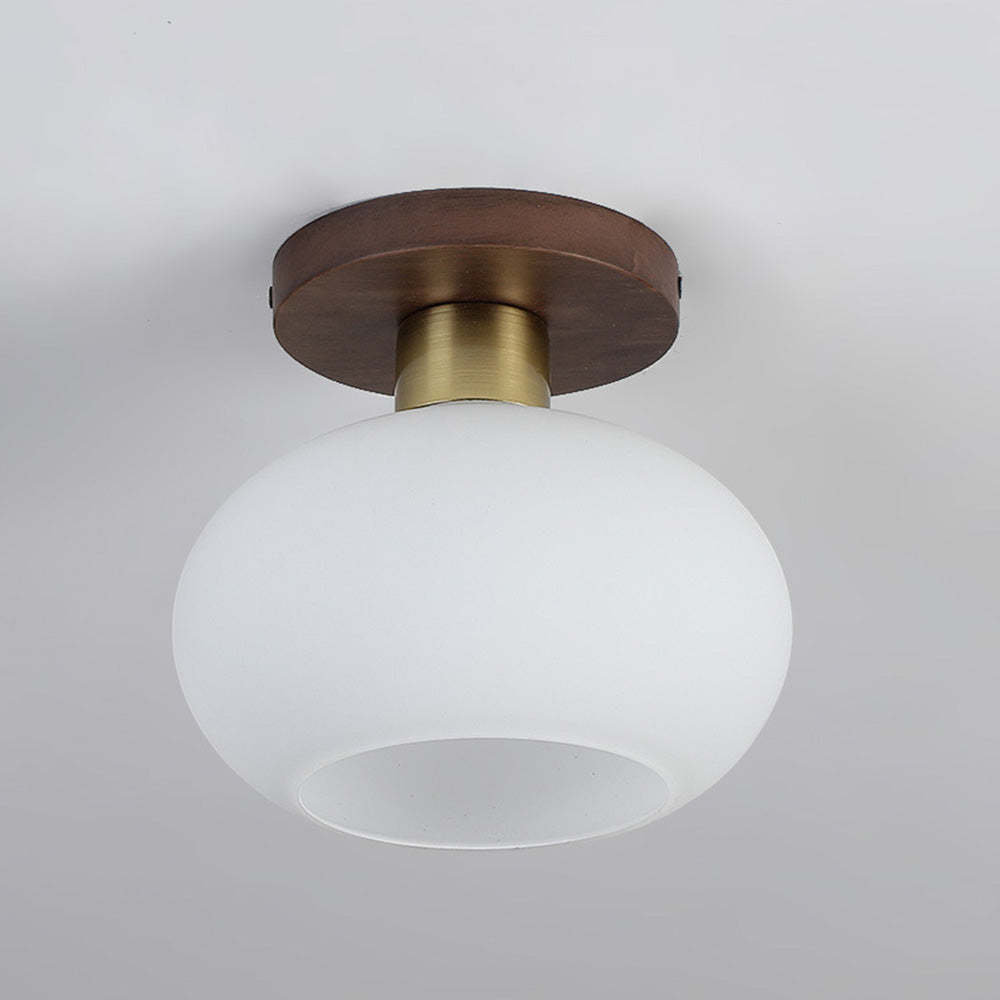 Nordic Walnut Minimalist Hallway Semi-Flush Ceiling Light
