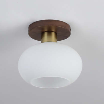 Nordic Walnut Minimalist Hallway Semi-Flush Ceiling Light