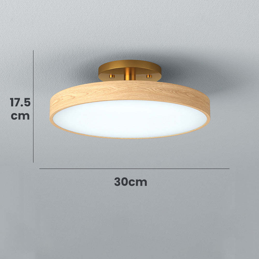 Round Wood LED Ceiling Lights For Bedroom 