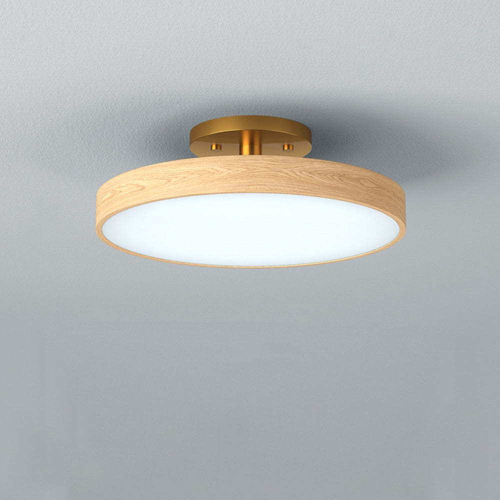 Round Wood LED Ceiling Lights For Bedroom 