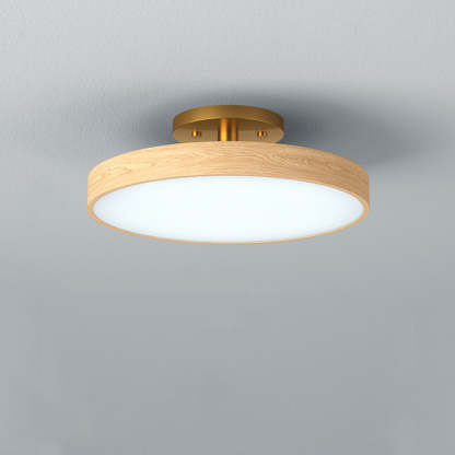 Round Wood LED Ceiling Lights For Bedroom 